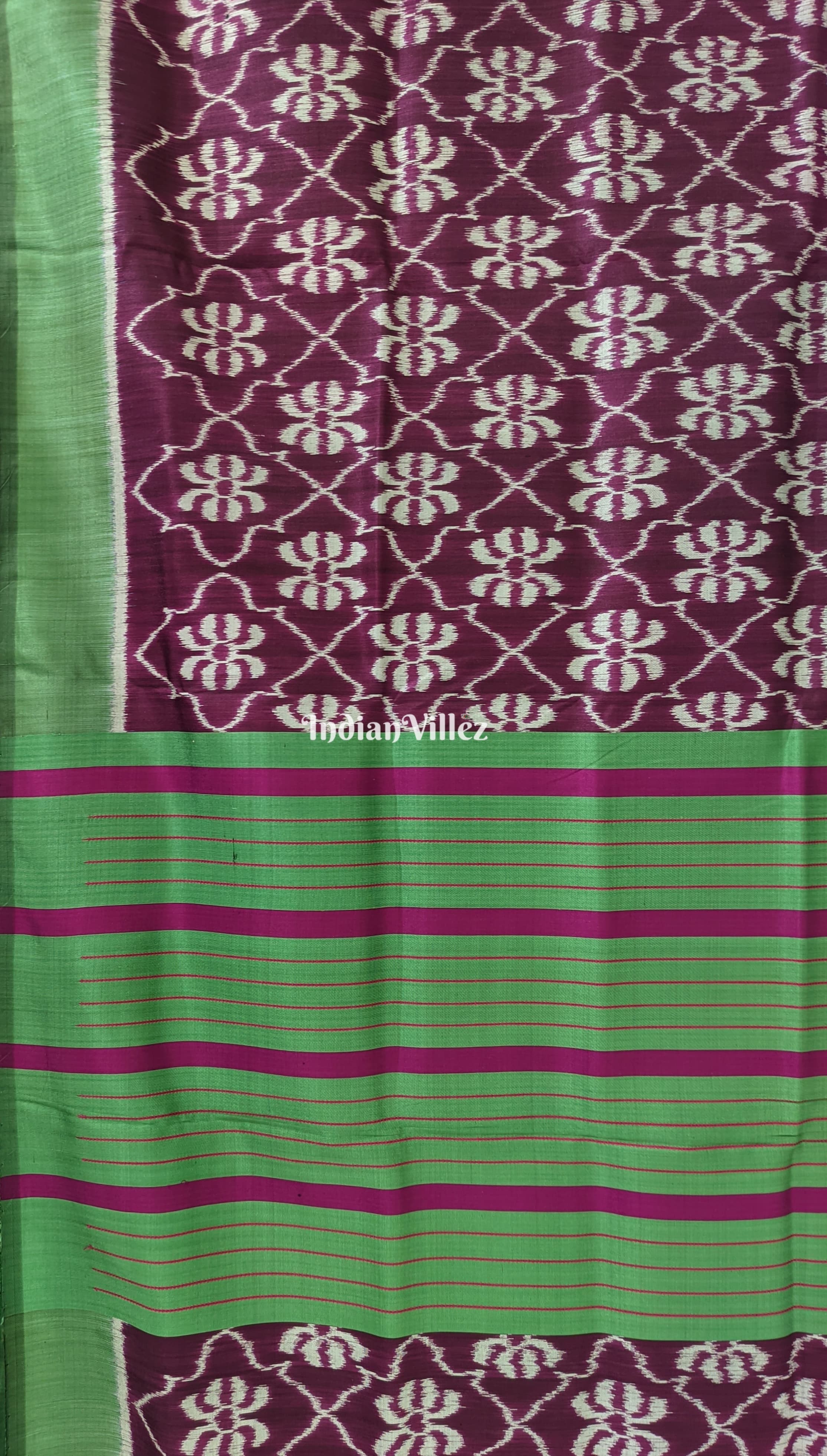 Coffee Forest Green Odisha Ikat Contemporary Silk Saree