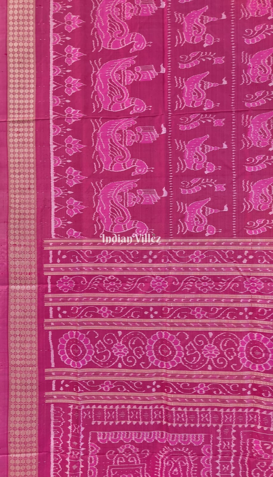 Pink Odisha Ikat Pure Sambalpuri Silk Saree