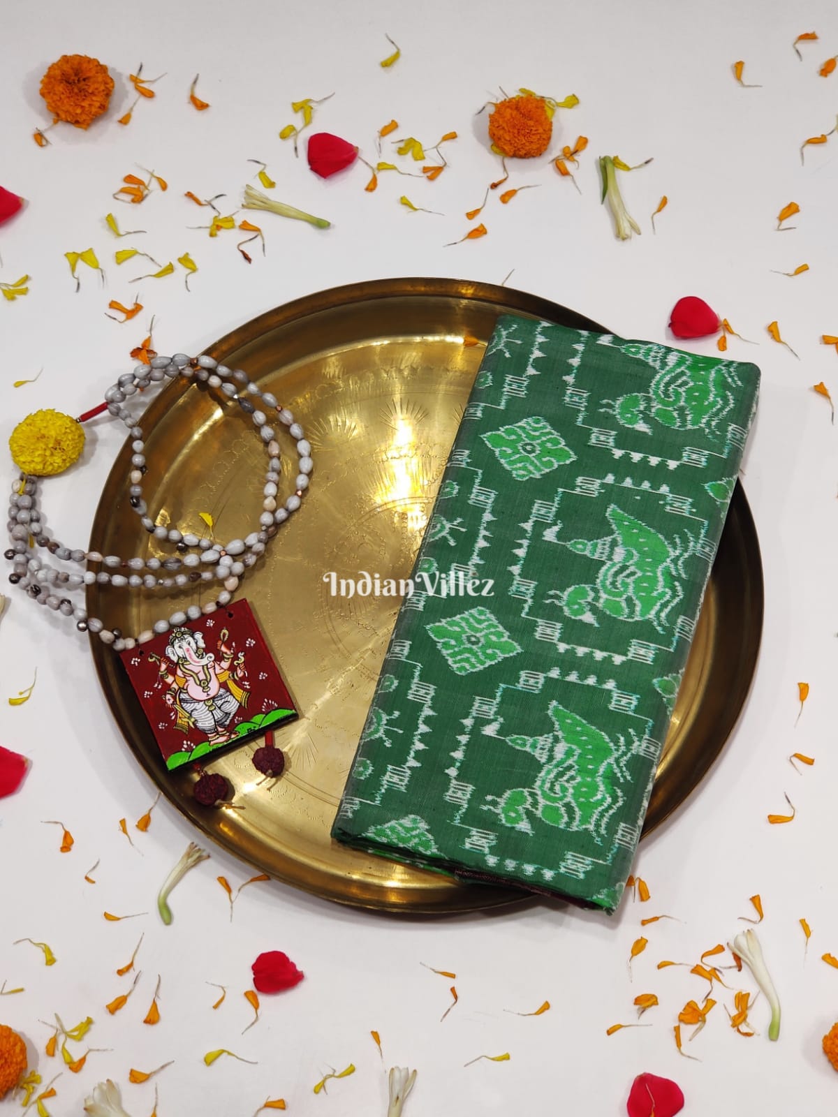 Mint Green Sambalpuri Ikat Silk Pastel Saree