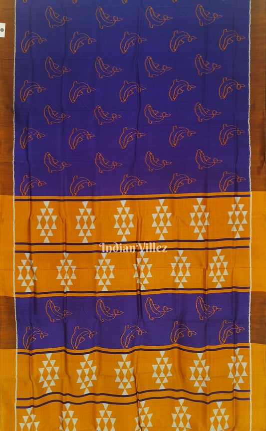 Indigo Blue Dolphin Designer Contemporary Silk Saree