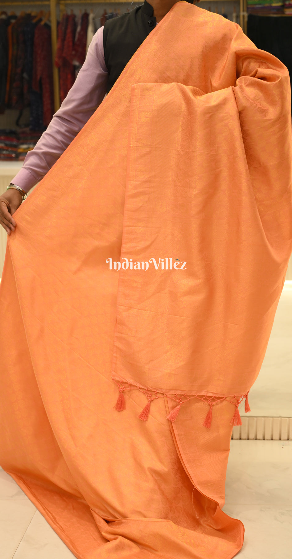 Rust Orange Pure Kanjivaram Silk Saree