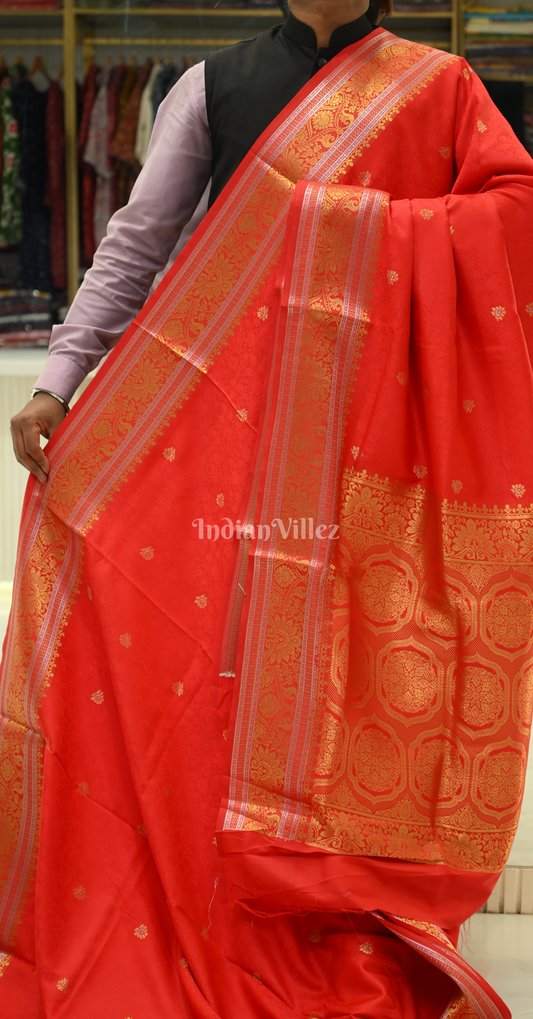 Exclusive Red Pure Katan Silk Banarasi Saree 