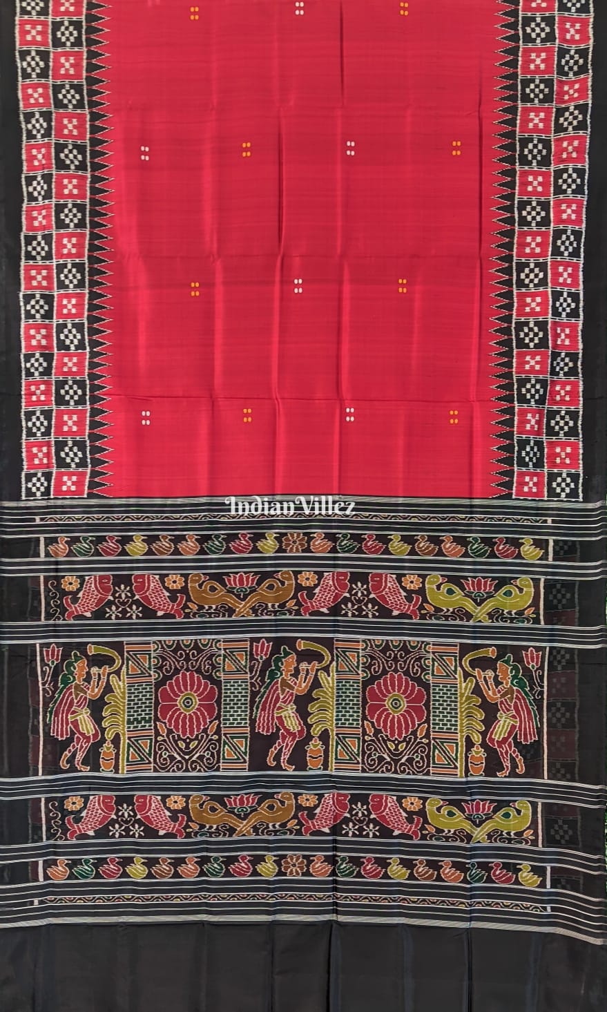 Red Double Border Pasapali Butta Design Contemporary Silk Saree