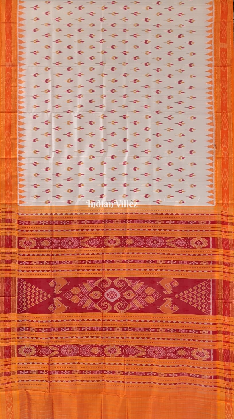 Off White Odisha Handloom Khandua Silk Saree