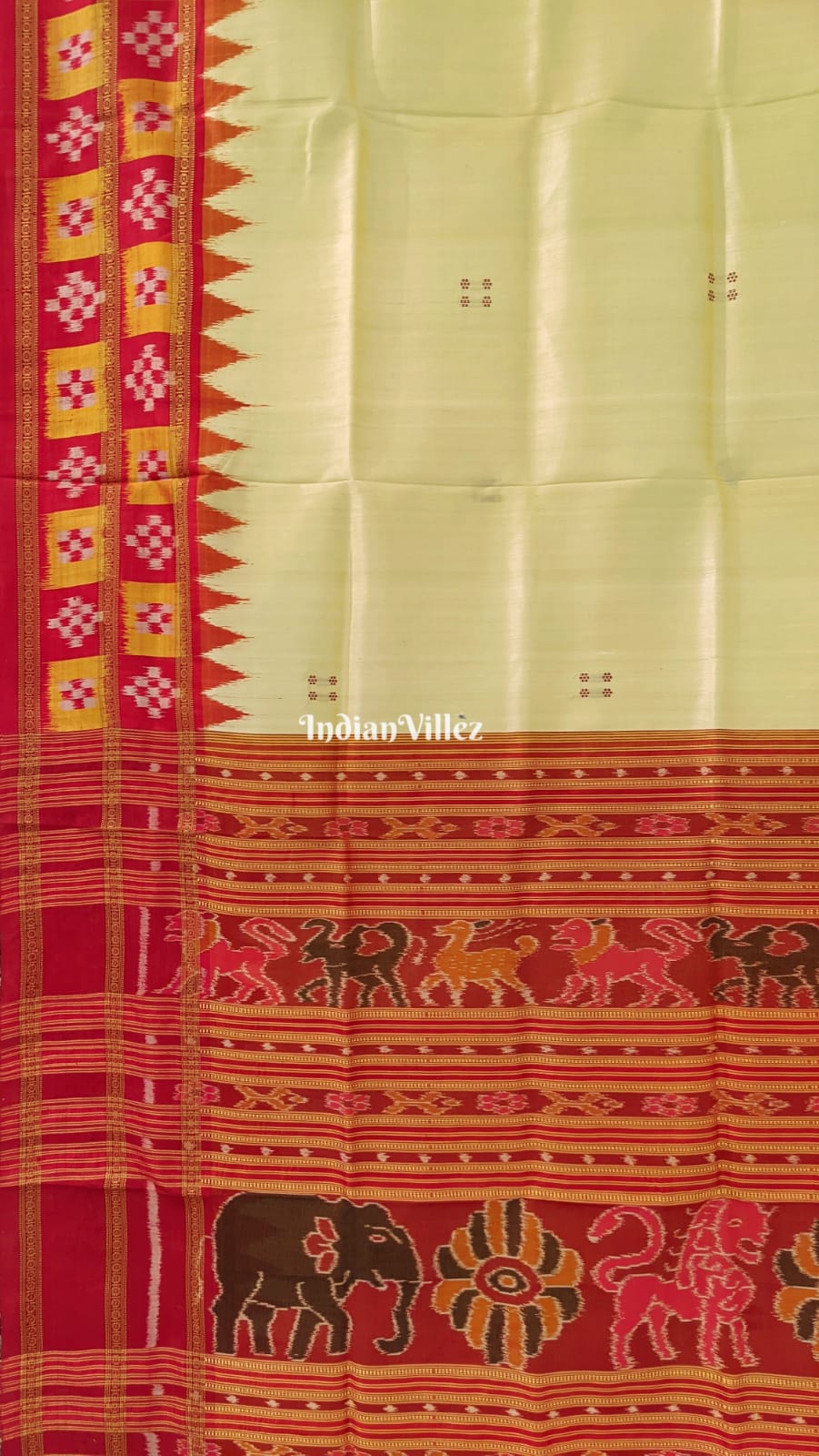 Cream Color Butta Design Khandua Silk Saree with Blouse Piece