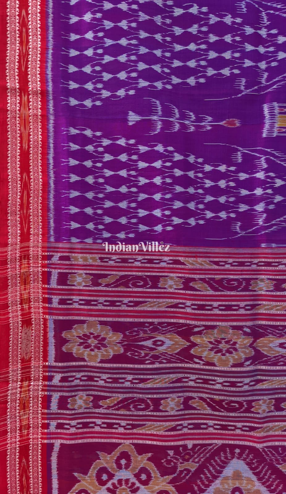Violet Tribal Theme Odisha Ikat Khandua Silk Saree