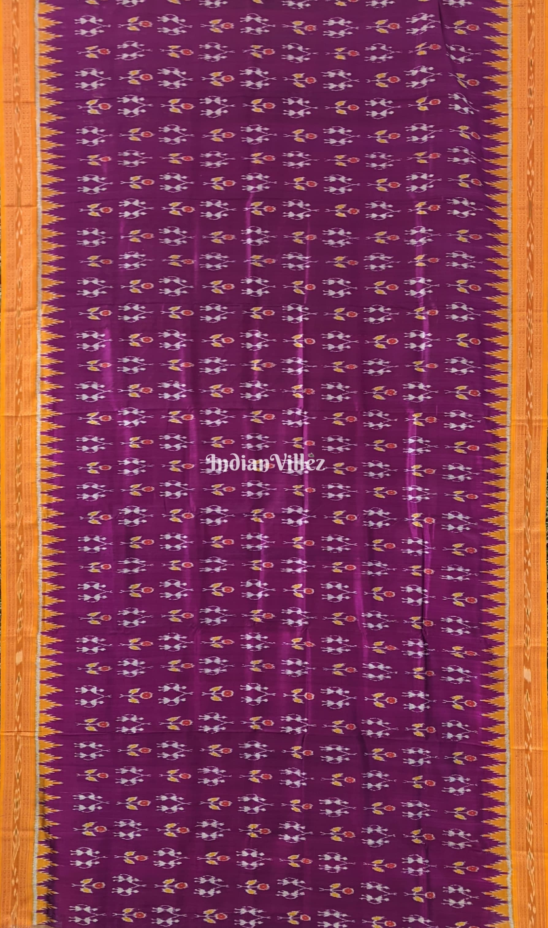 Purple Yellow Tribal Theme Khandua Silk Saree
