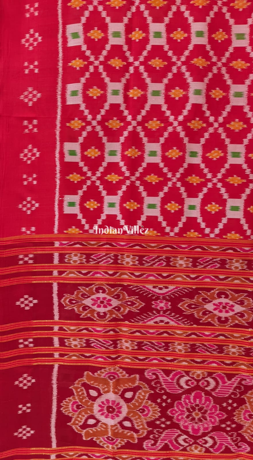 Red Pasapali Odisha Ikat Contemporary Silk Saree