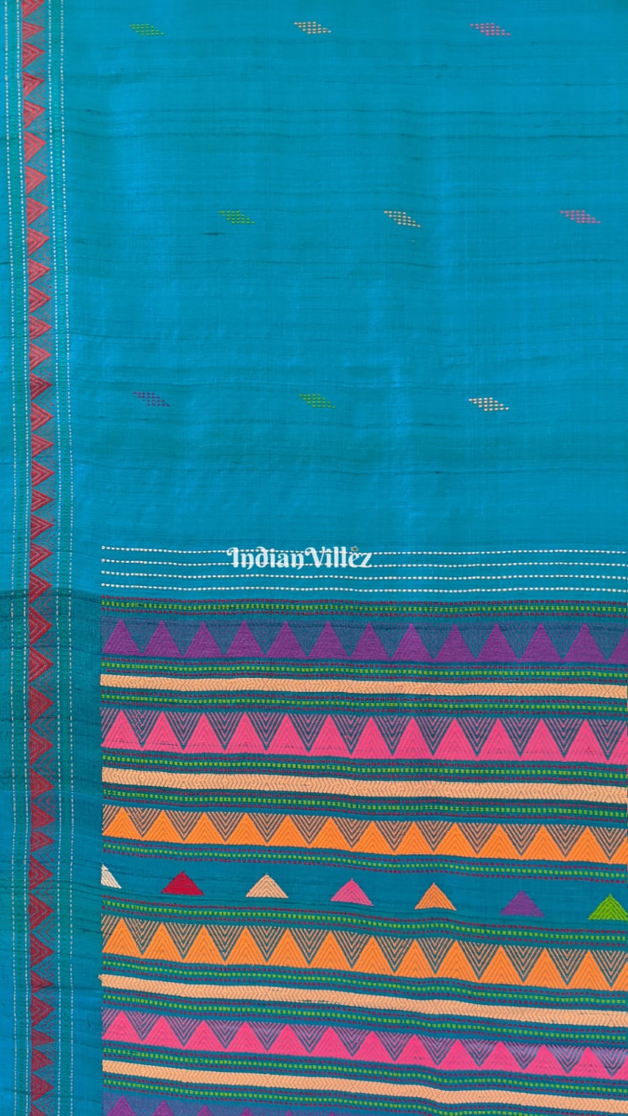 Sky Blue Gopalpur Tussar Silk Saree With Dongria Border