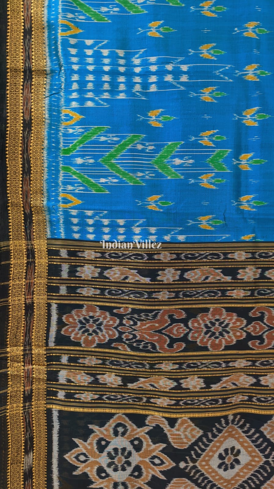 Pacific Blue Odisha Handloom Khandua Silk Saree