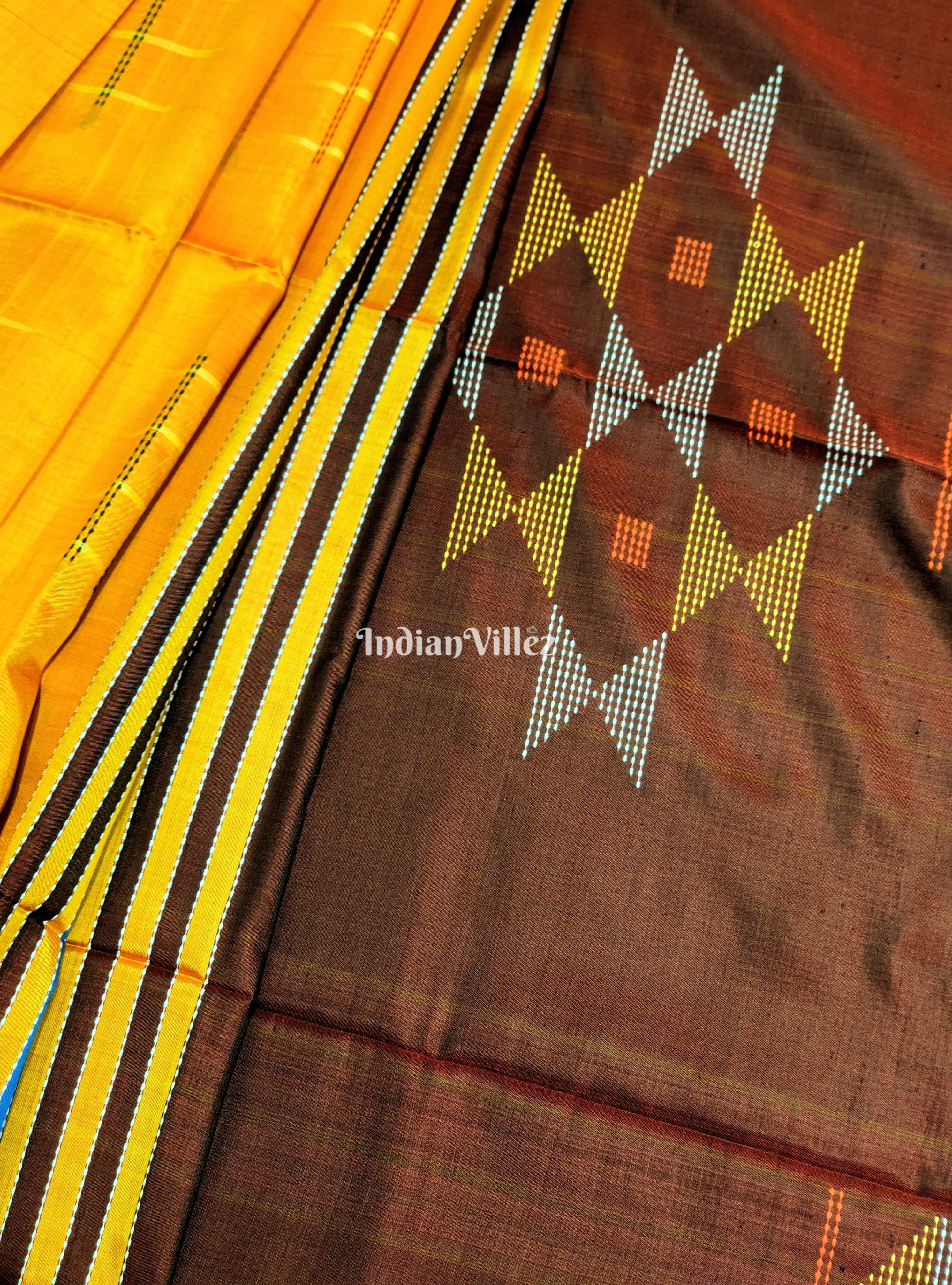 Orange & Dark Maroon Handwoven Soft Silk Saree