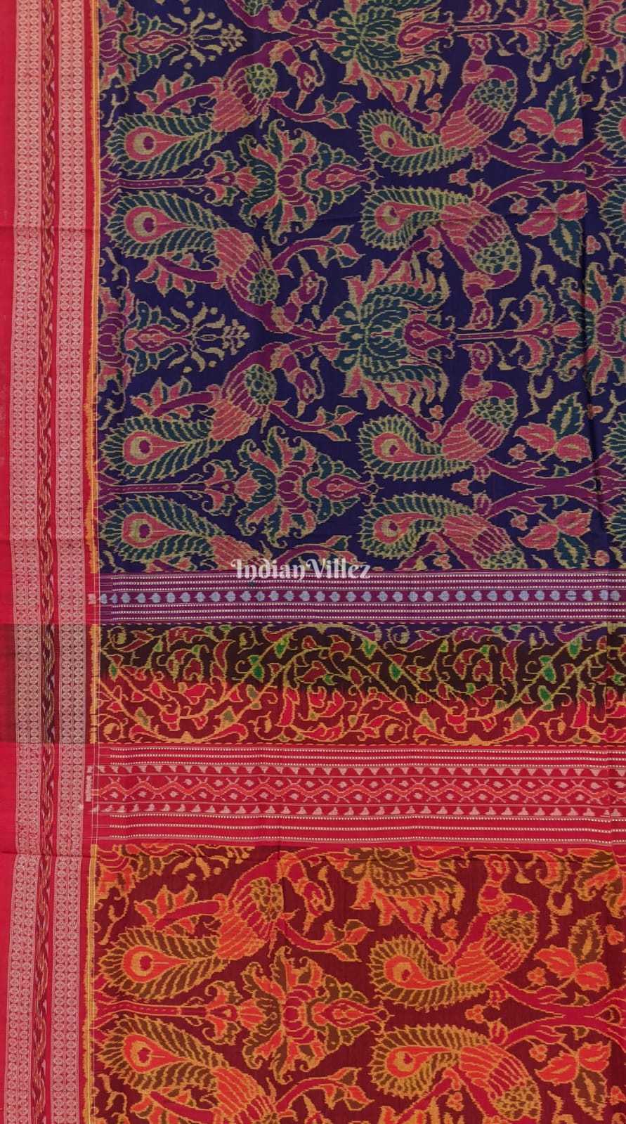 Peacock Multicolor Odisha Ikat Sambalpuri Cotton Saree
