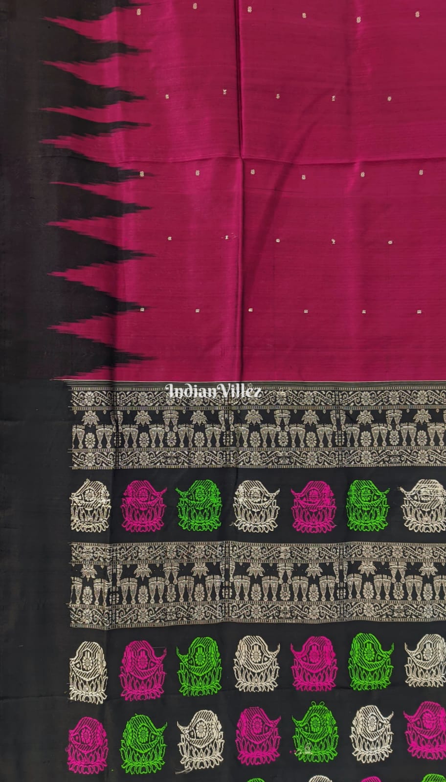 Pink Black Bomkai Saree with Exclusive Multicoloured Pallu