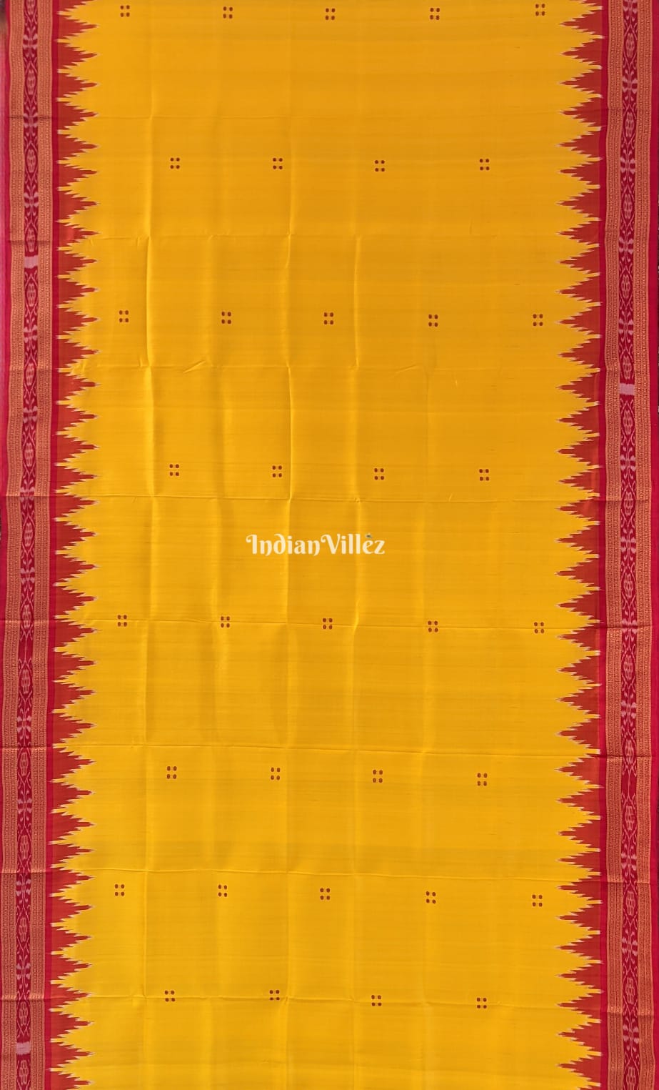 Yellow Butta Design Odisha Ikat Khandua Silk Saree