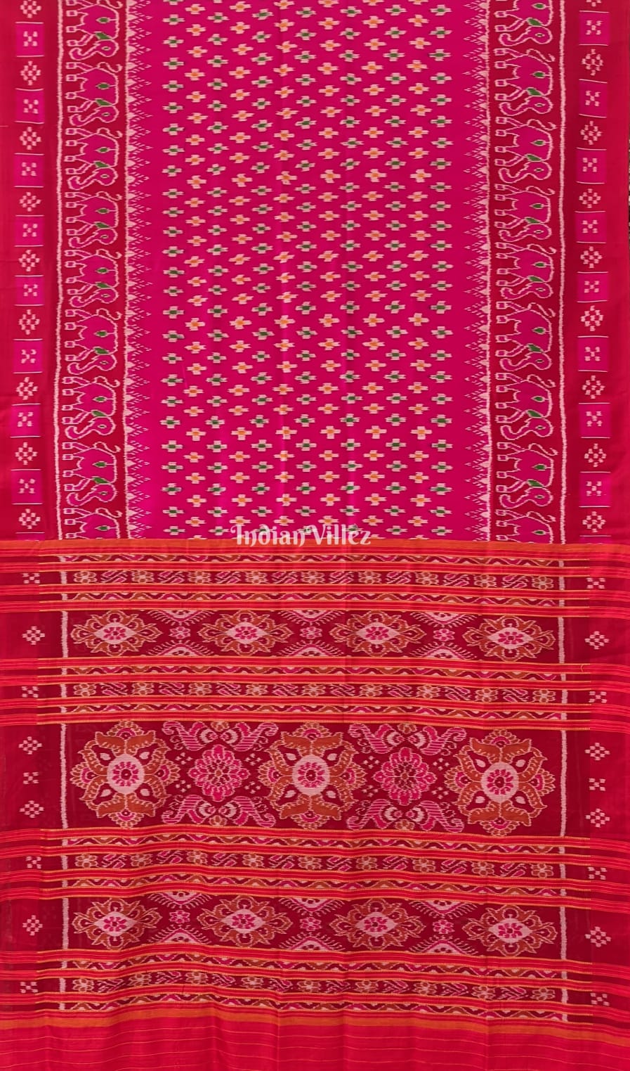 Rani Pink Small Body Pasapali Contemporary Silk Saree