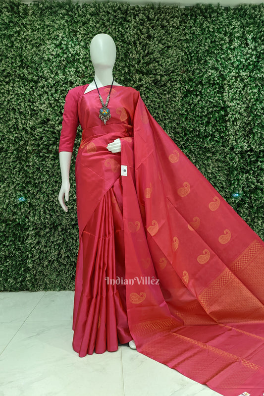 Rani Pink Pure Kanjivaram Soft Silk Saree
