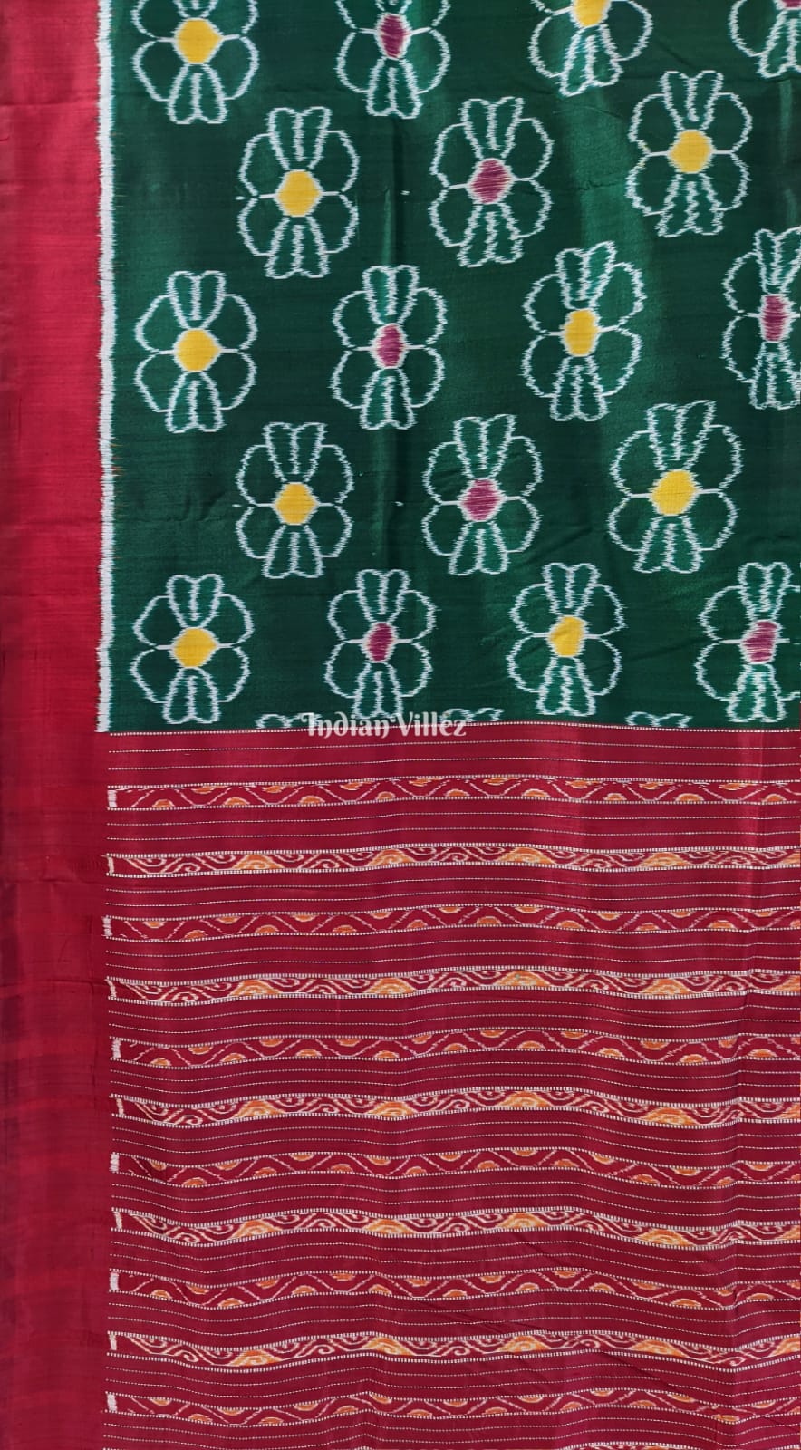 Forest Green Maroon Designer Contemporary Silk Saree