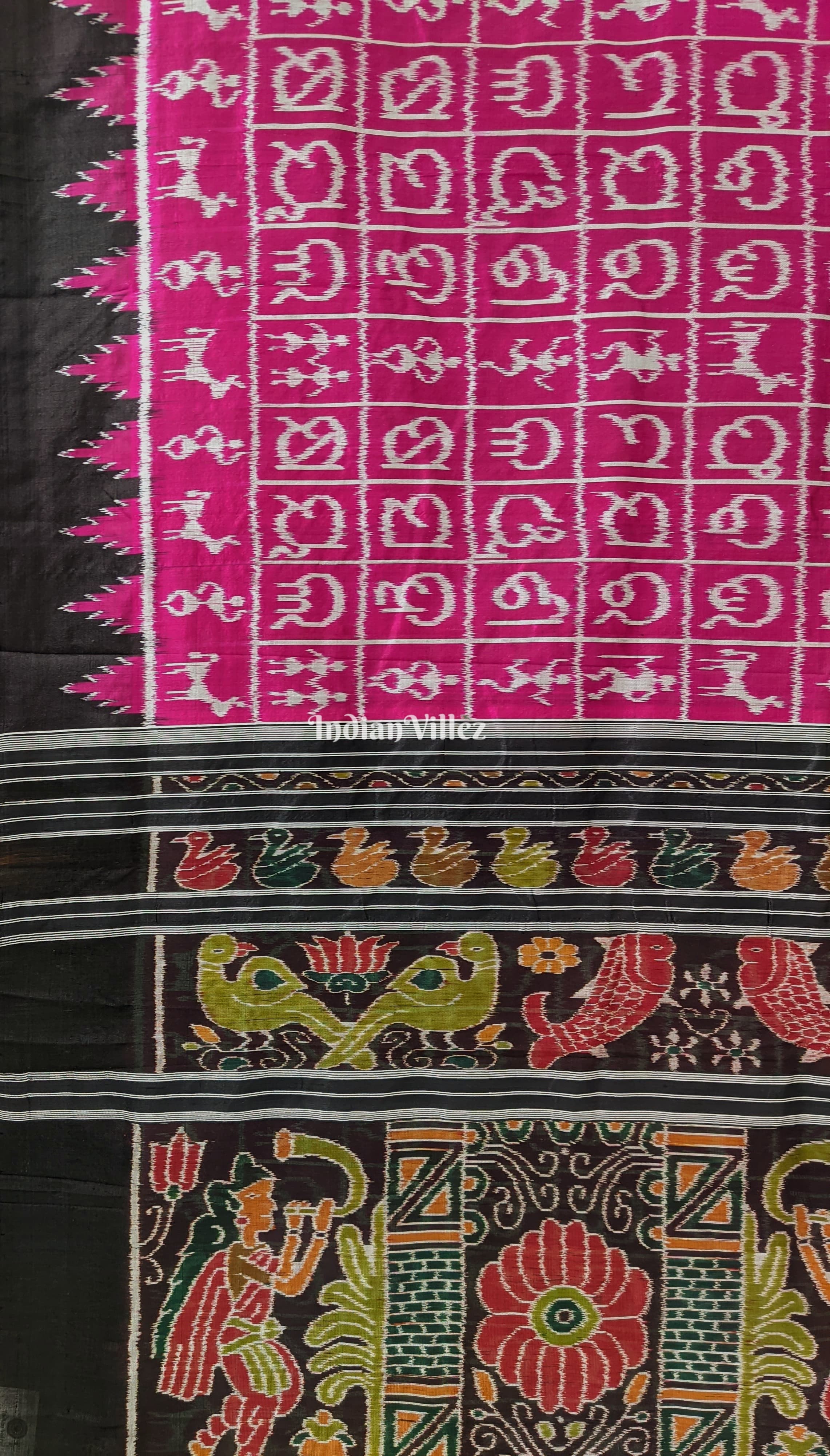 Magenta Odia Varnamala Contemporary Silk Saree