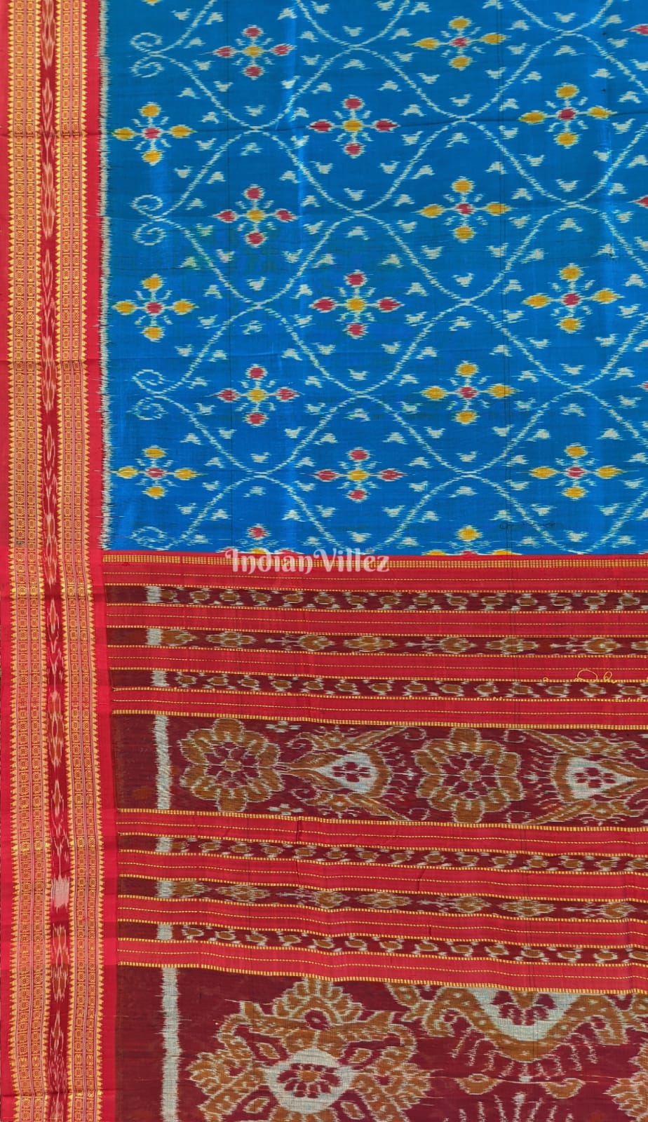 Blue Odisha Ikat Khandua Silk Saree