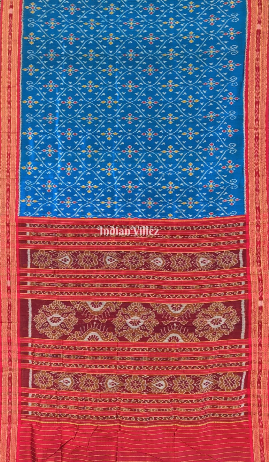 Blue Odisha Ikat Khandua Silk Saree