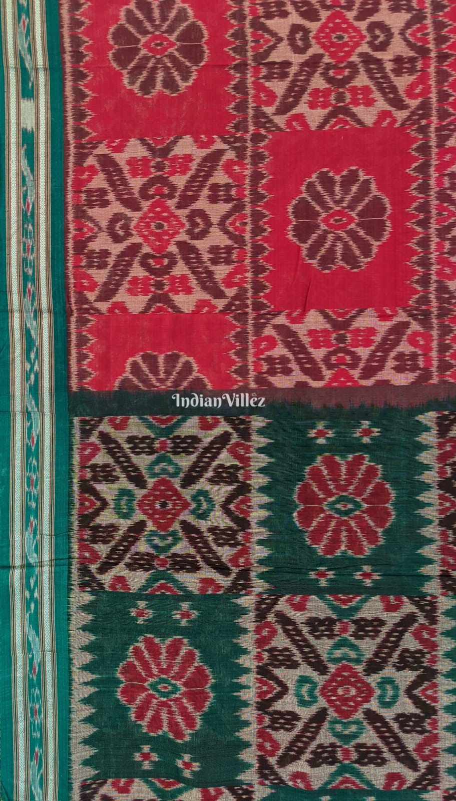 Red Maniabandha Odisha Ikat Cotton Saree