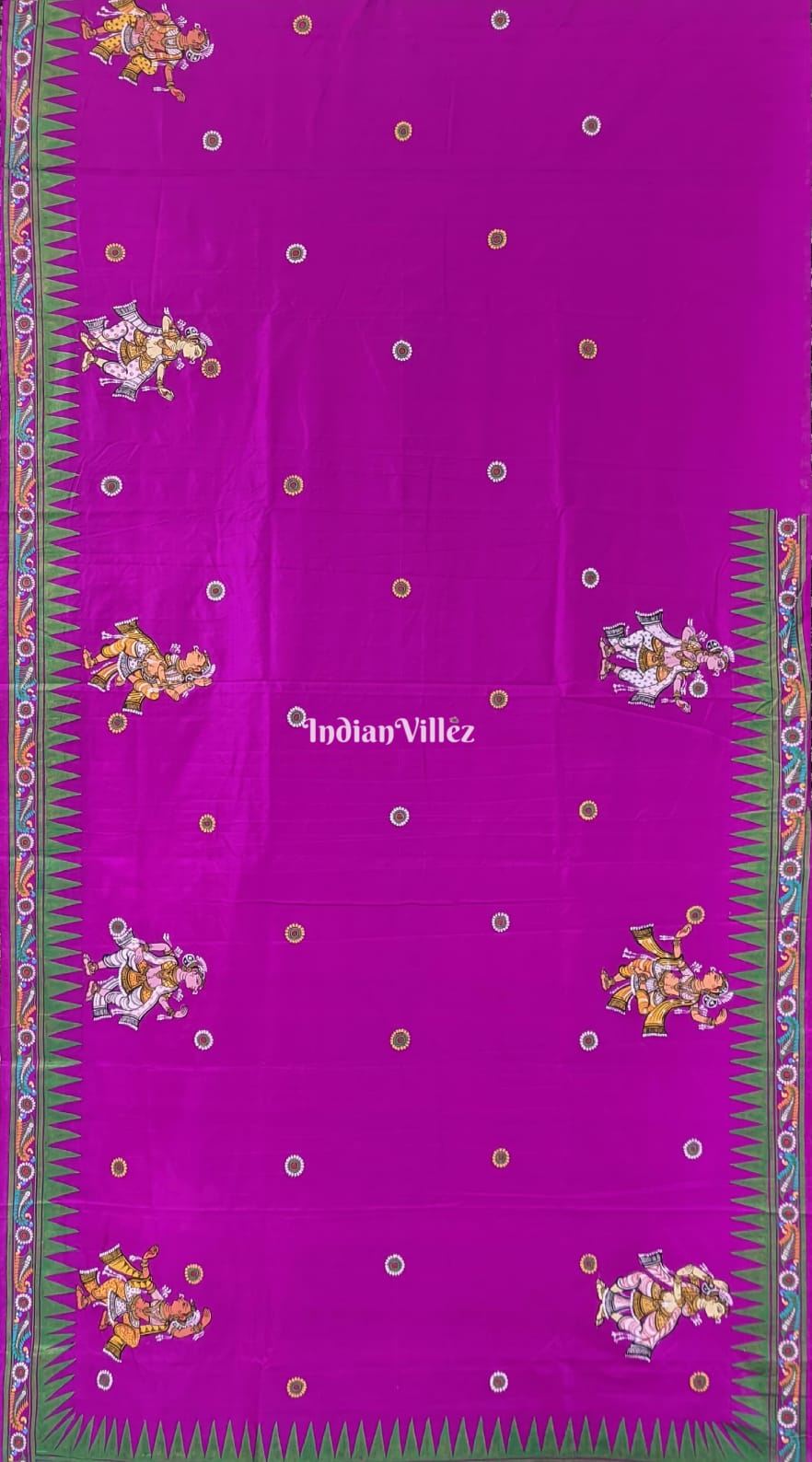 Purple Nartaki Pattachitra Art Pure Silk Saree
