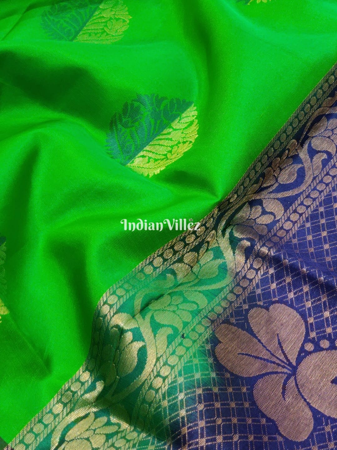 Blue Green South Handloom Kanjivaram Soft Silk Saree
