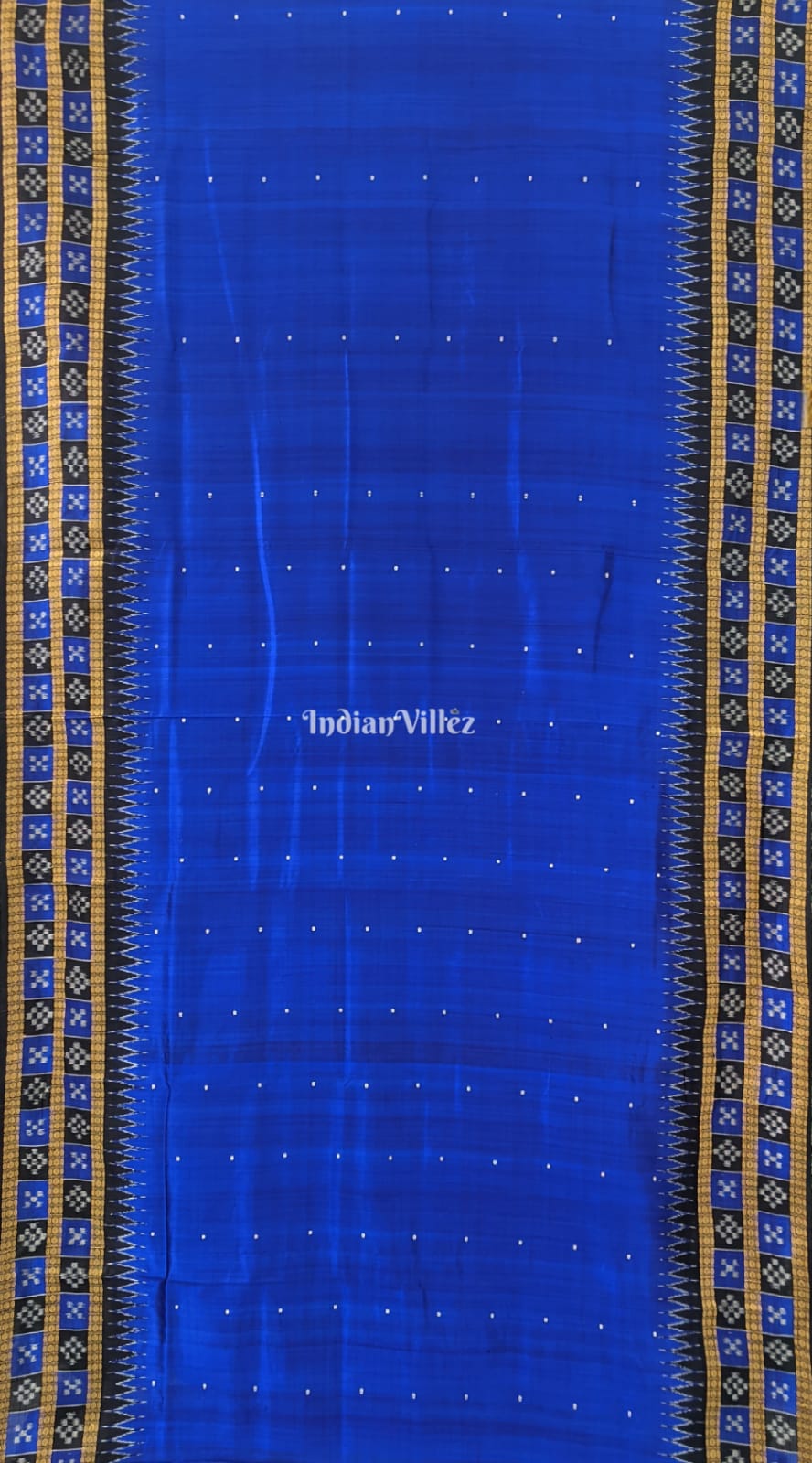 Blue Double Border Pasapali Khandua Silk Saree with Tribal Anchal