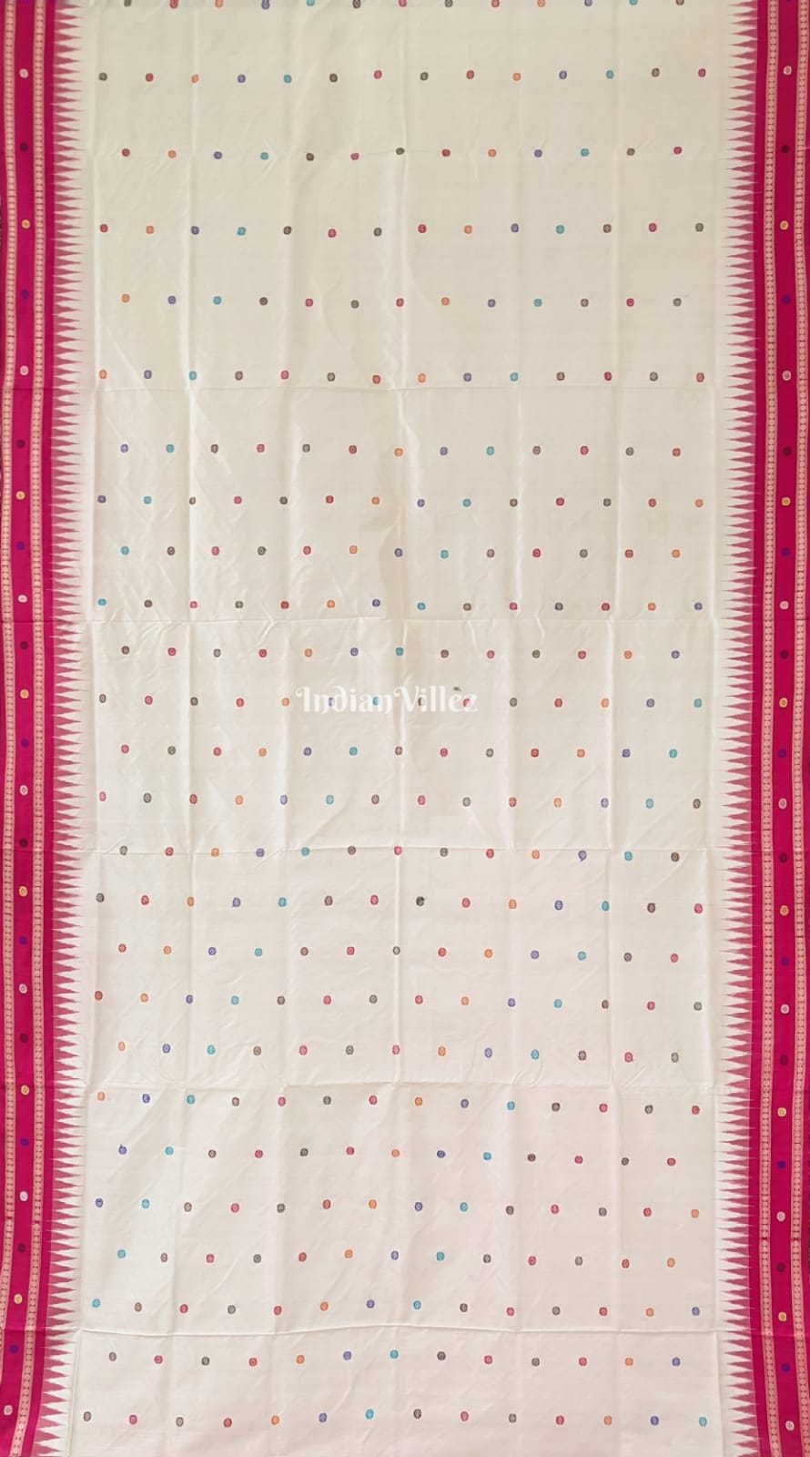 White Dolabedi Bomkai Sambalpuri Silk Saree