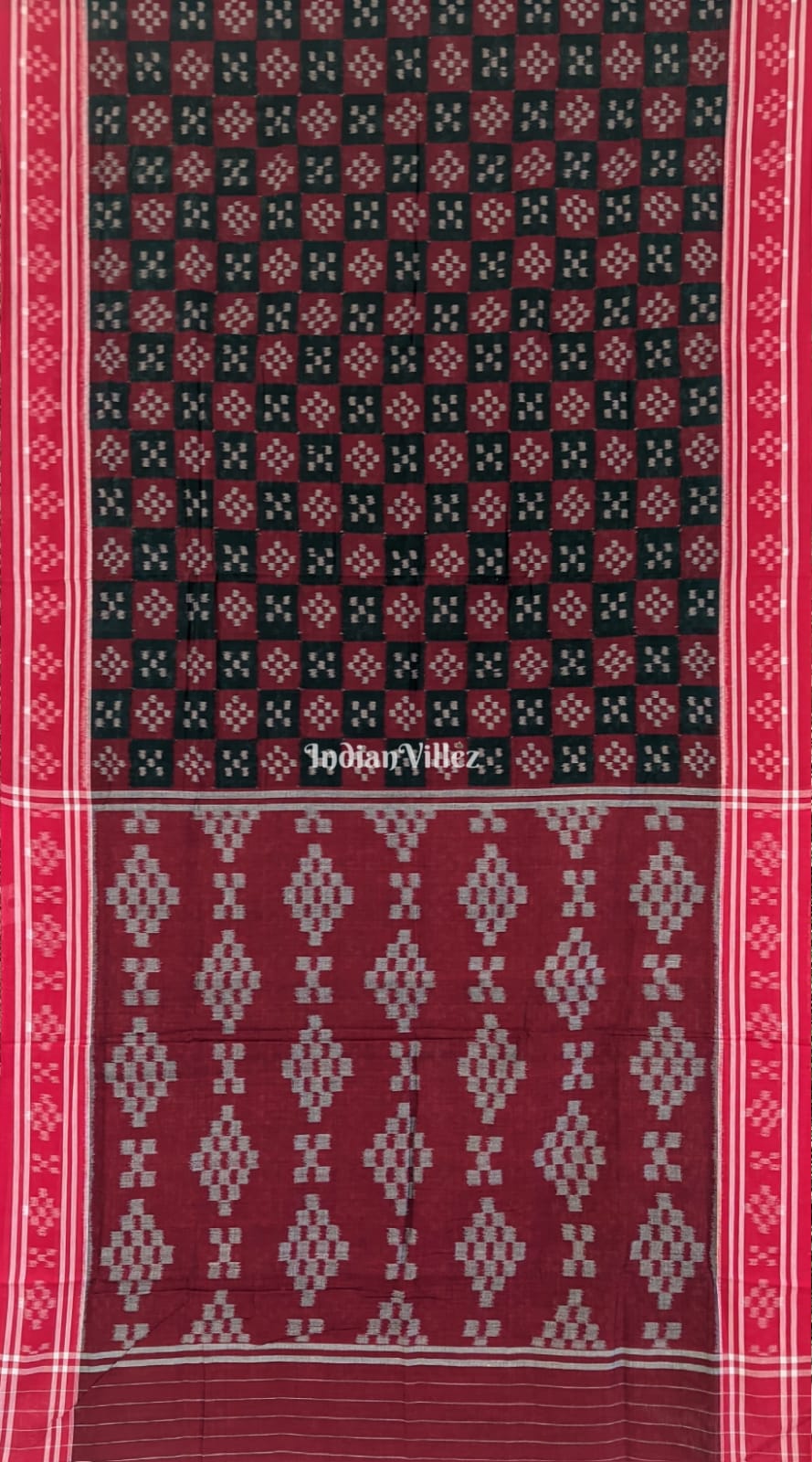 Green Maroon Pasapali Sambalpuri Cotton Saree
