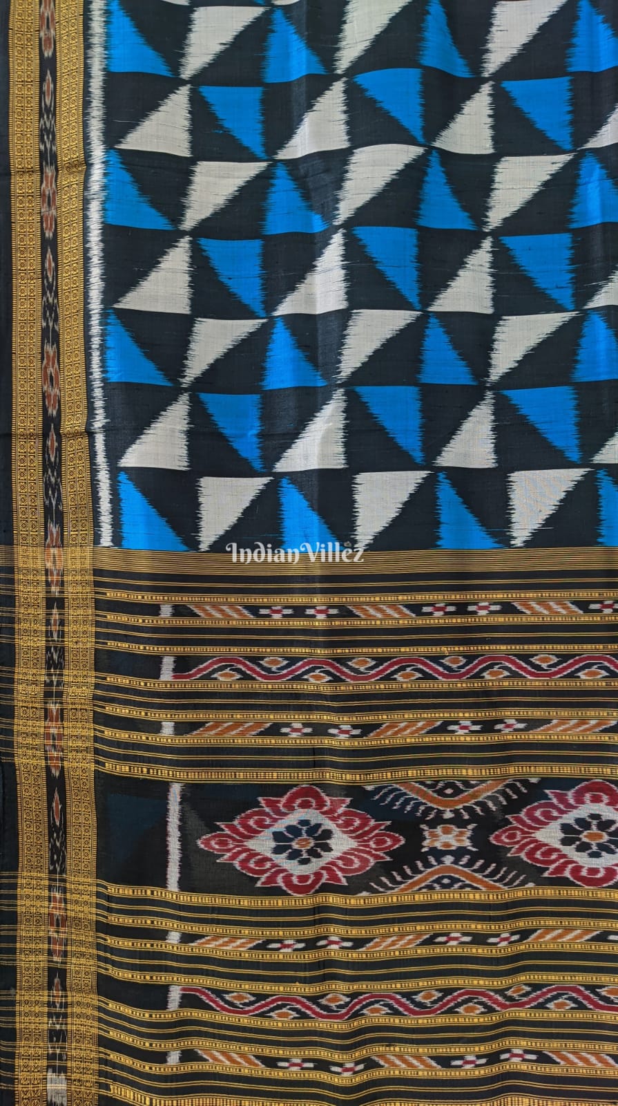opper Sulphate Black/Steel Gray Khandua Silk Saree
