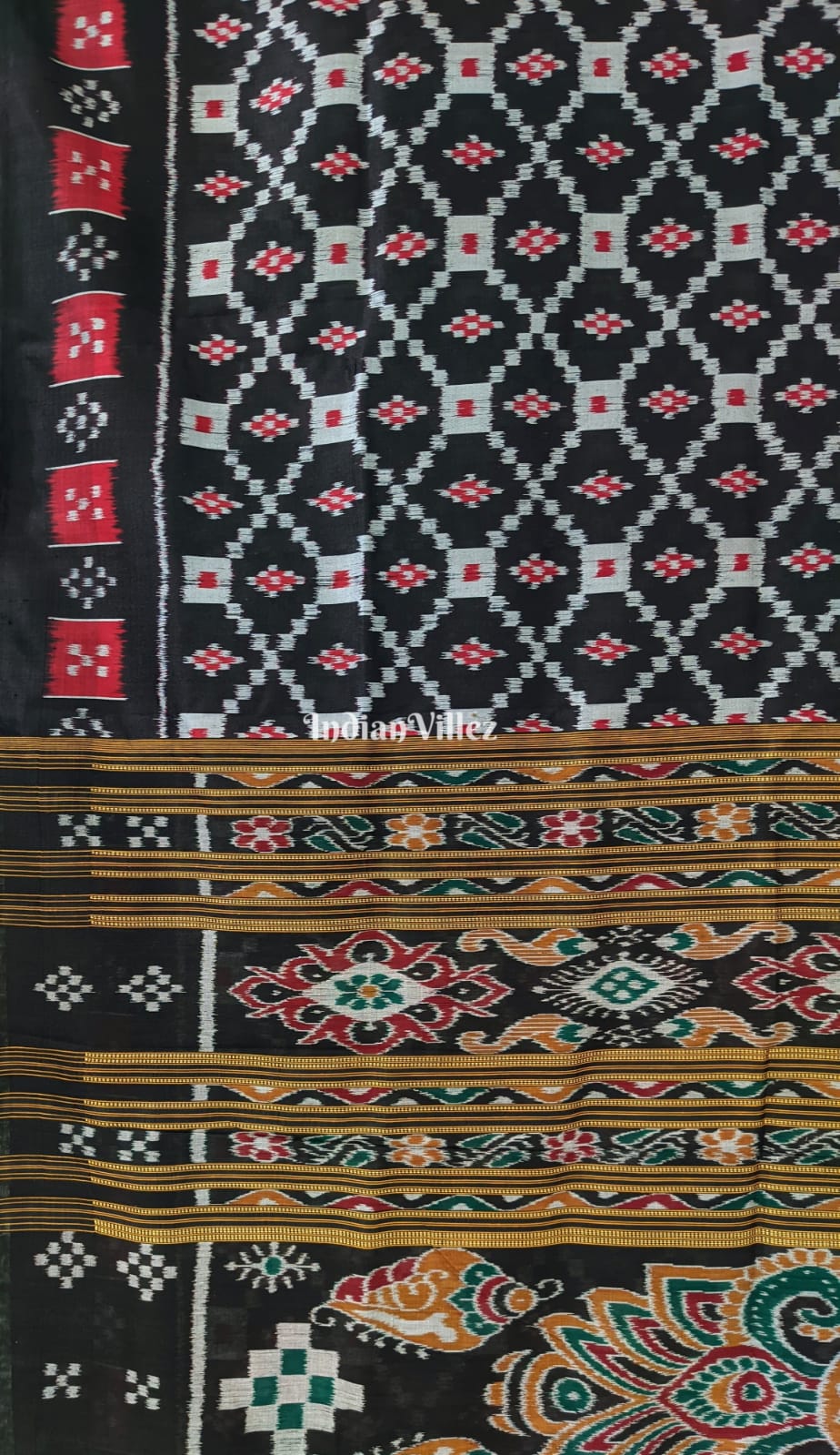 Black Red Pasapali Border Designer Contemporary Silk Saree