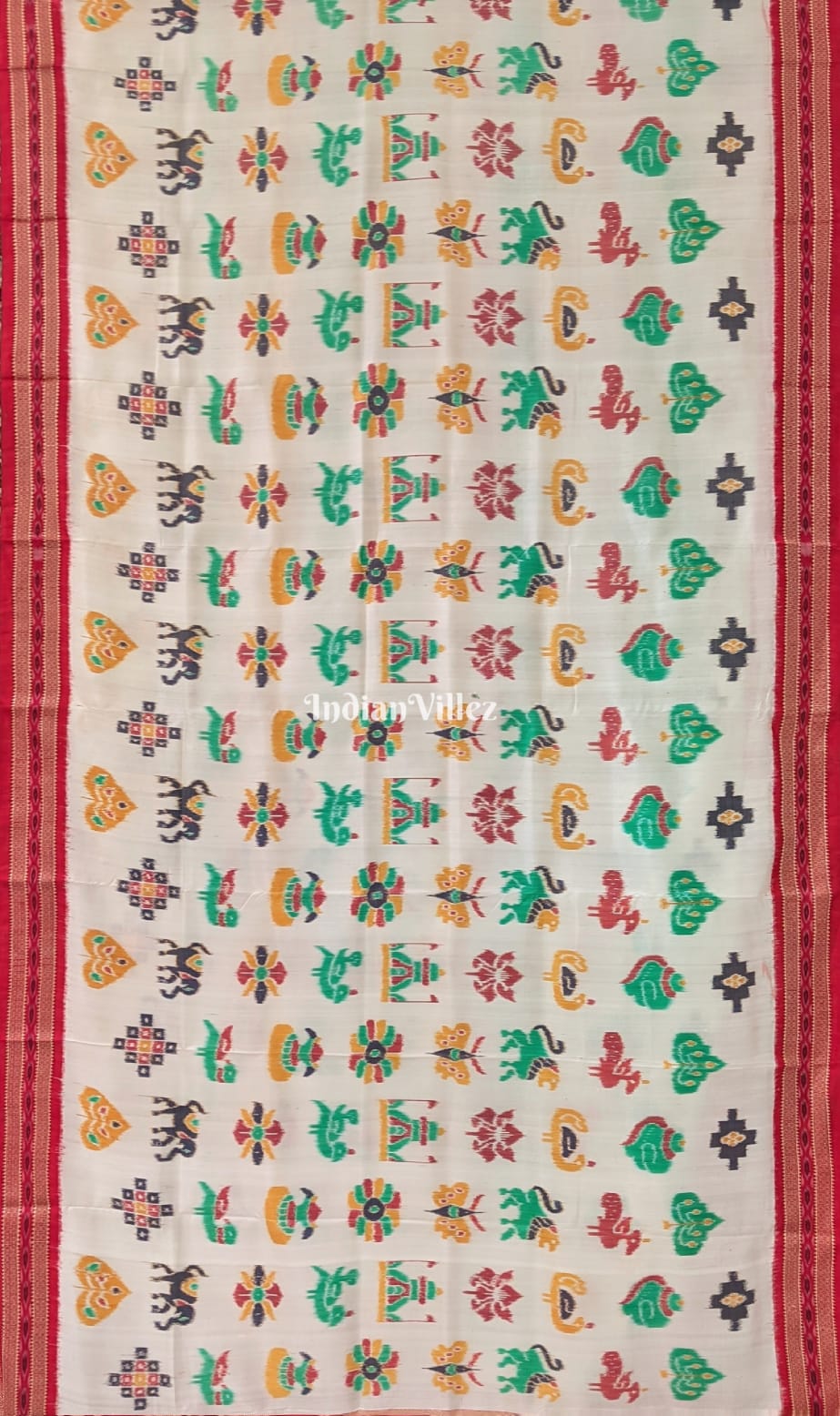 White Nabarangi Nabakothi Odisha Ikat Khandua Silk Saree