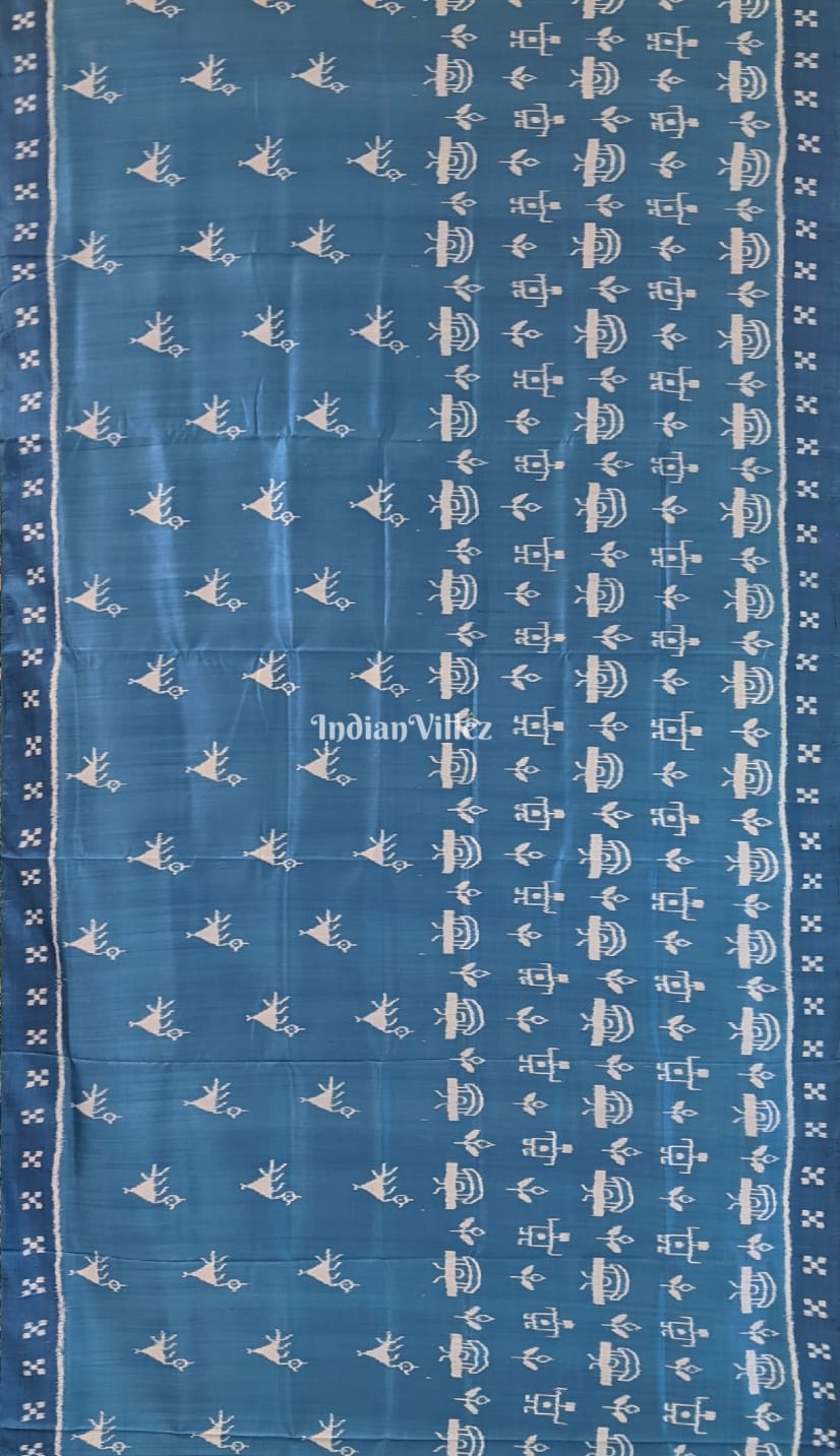 Navy Blue Tribal Theme Contemporary Silk Saree