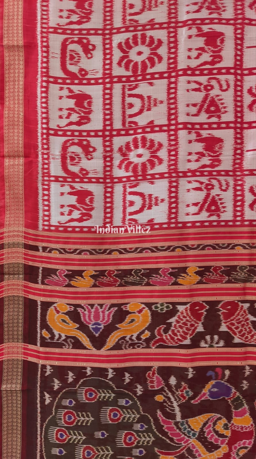 Pink Red Sata Kothi Khandua Silk Saree