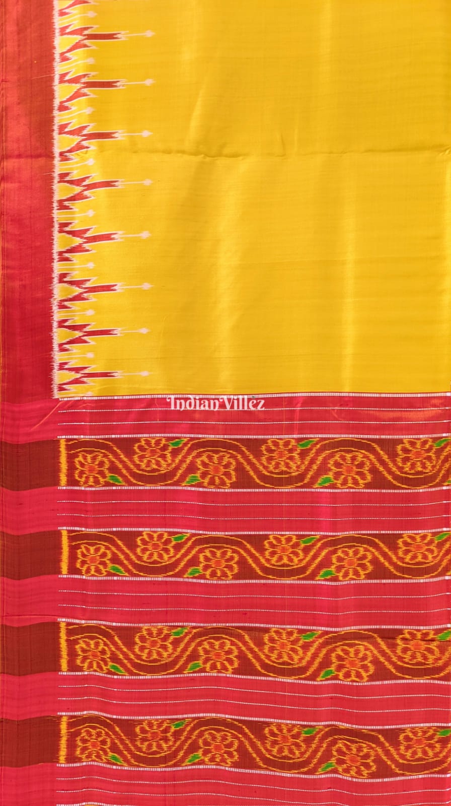 Lemon Yellow Odisha Ikat Designer Contemporary Silk Saree