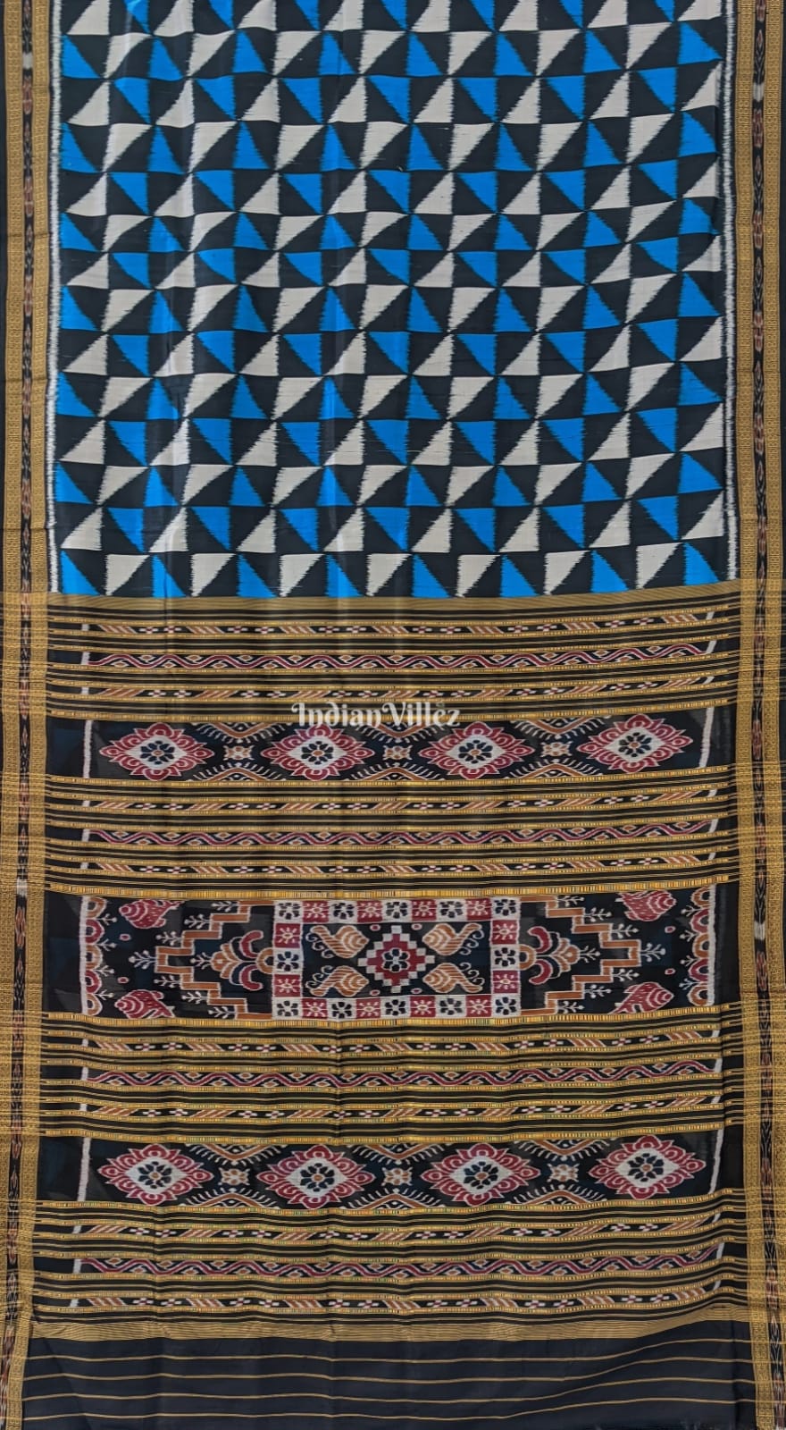 opper Sulphate Black/Steel Gray Khandua Silk Saree