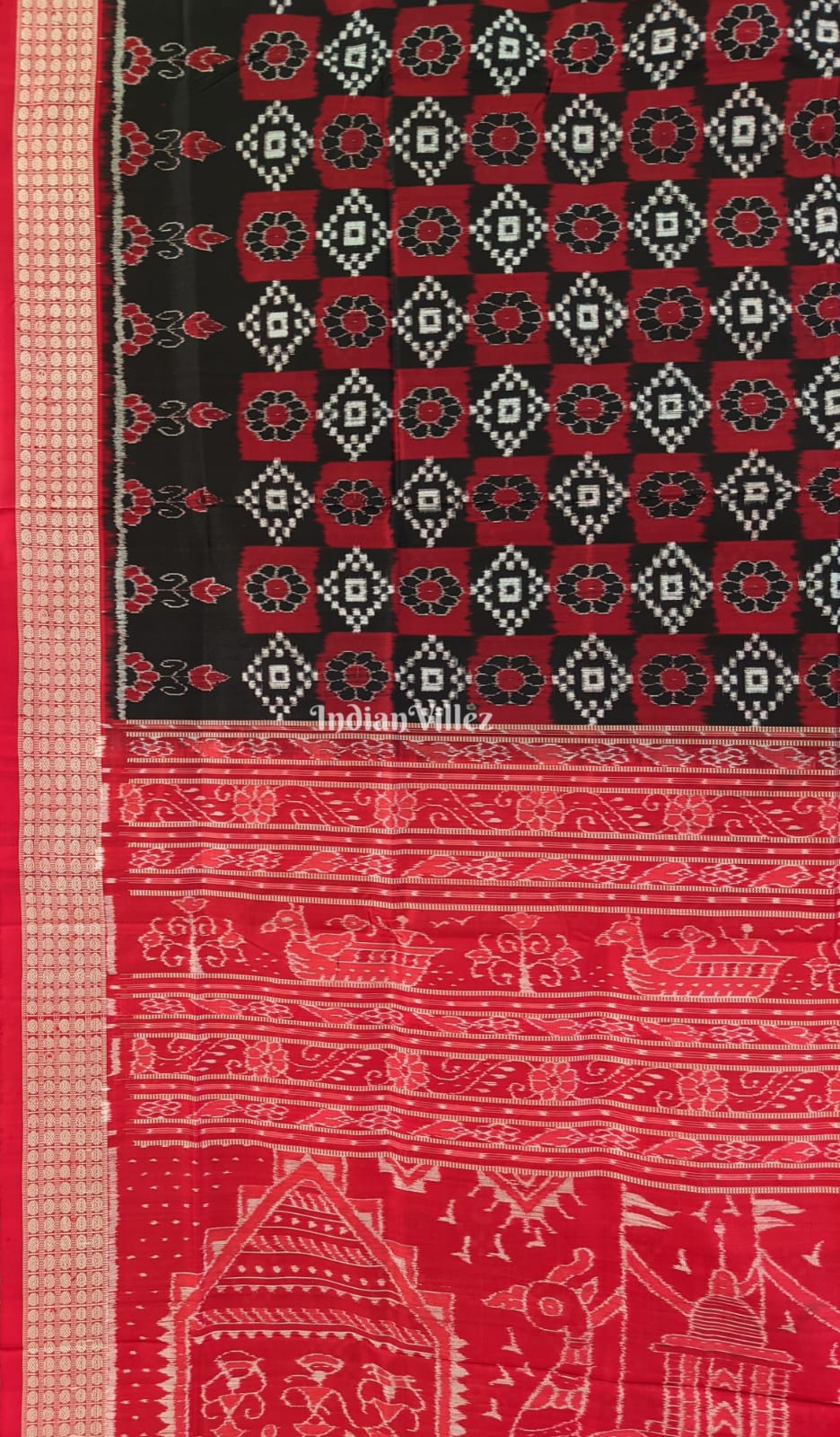 Black Maroon Odisha Ikat Pure Sambalpuri Silk Saree