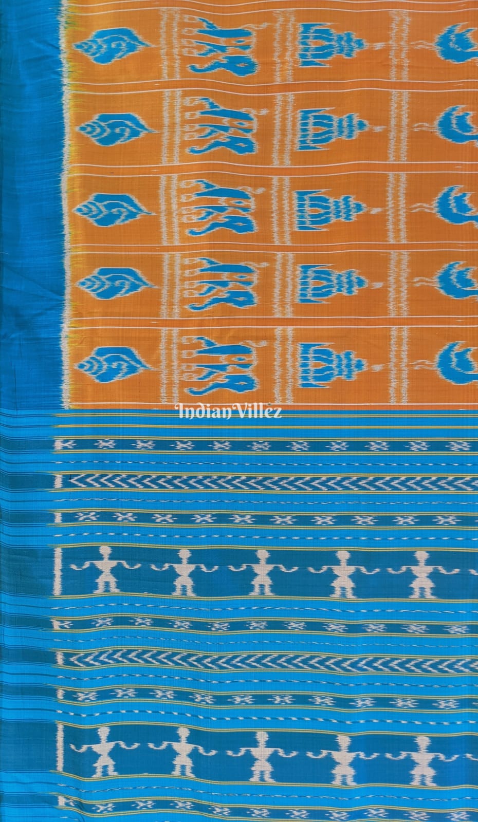 Golden Copper sulfate Odisha Ikat Contemporary Silk Saree