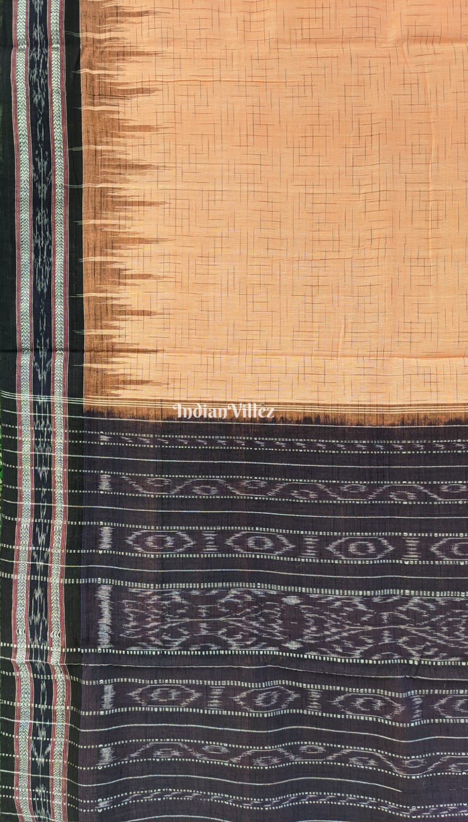 Peach Colour Odisha Ikat Maniabandha Cotton Saree