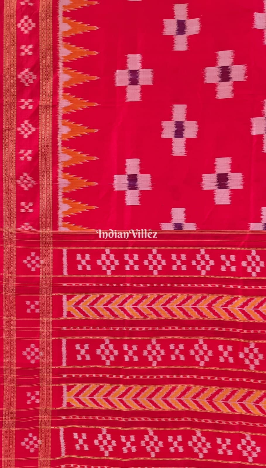 Red Pasapali Odisha Handloom Khandua Silk Saree
