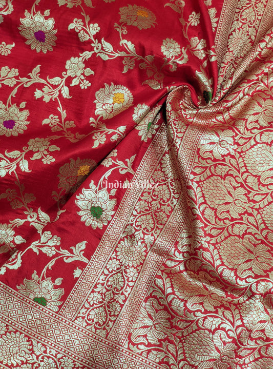 Red Designer Banarasi Meenakari Katan Silk Saree