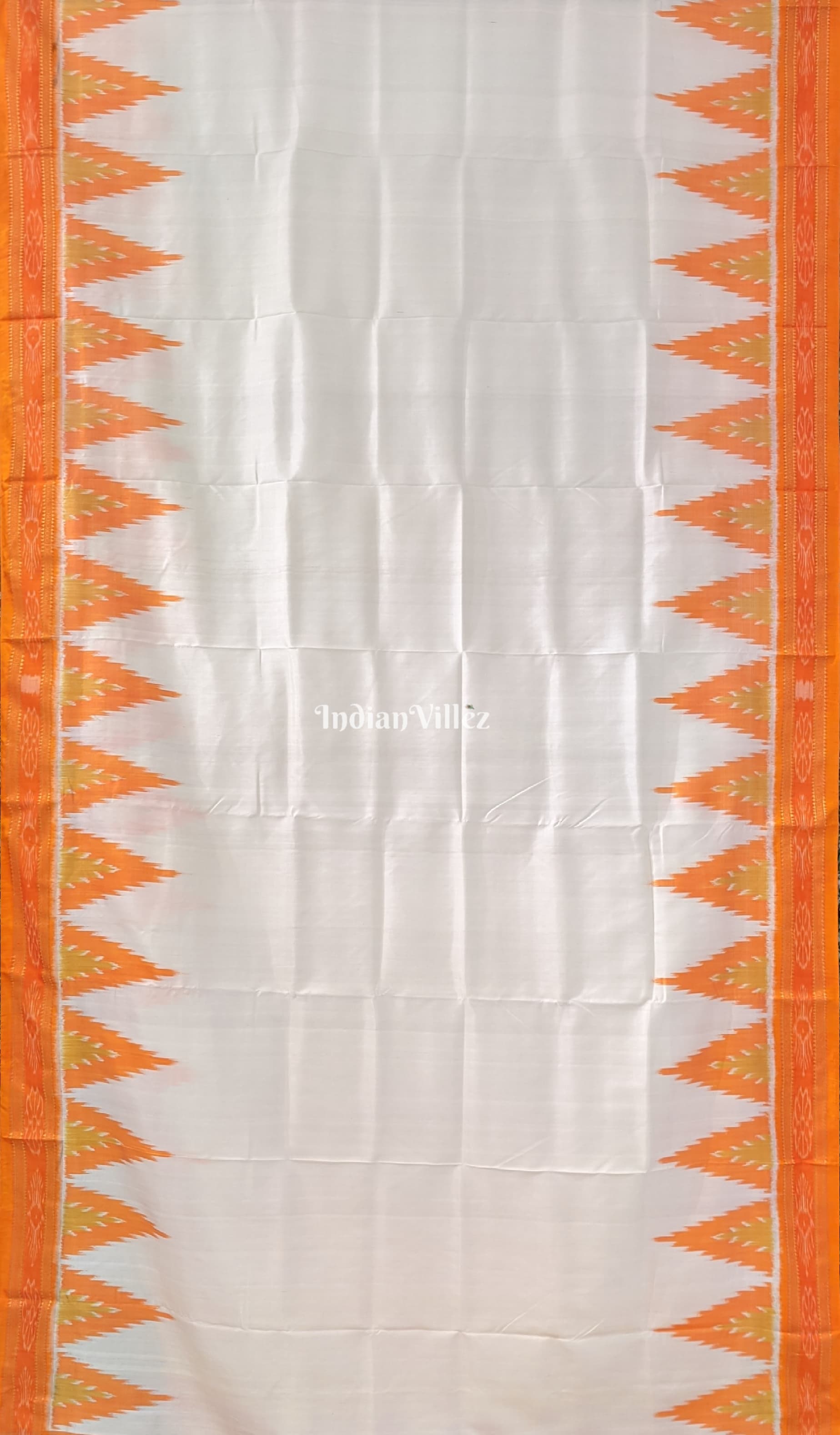 White Yellow Odisha Ikat Khandua Silk Saree with Pasapali Anchal
