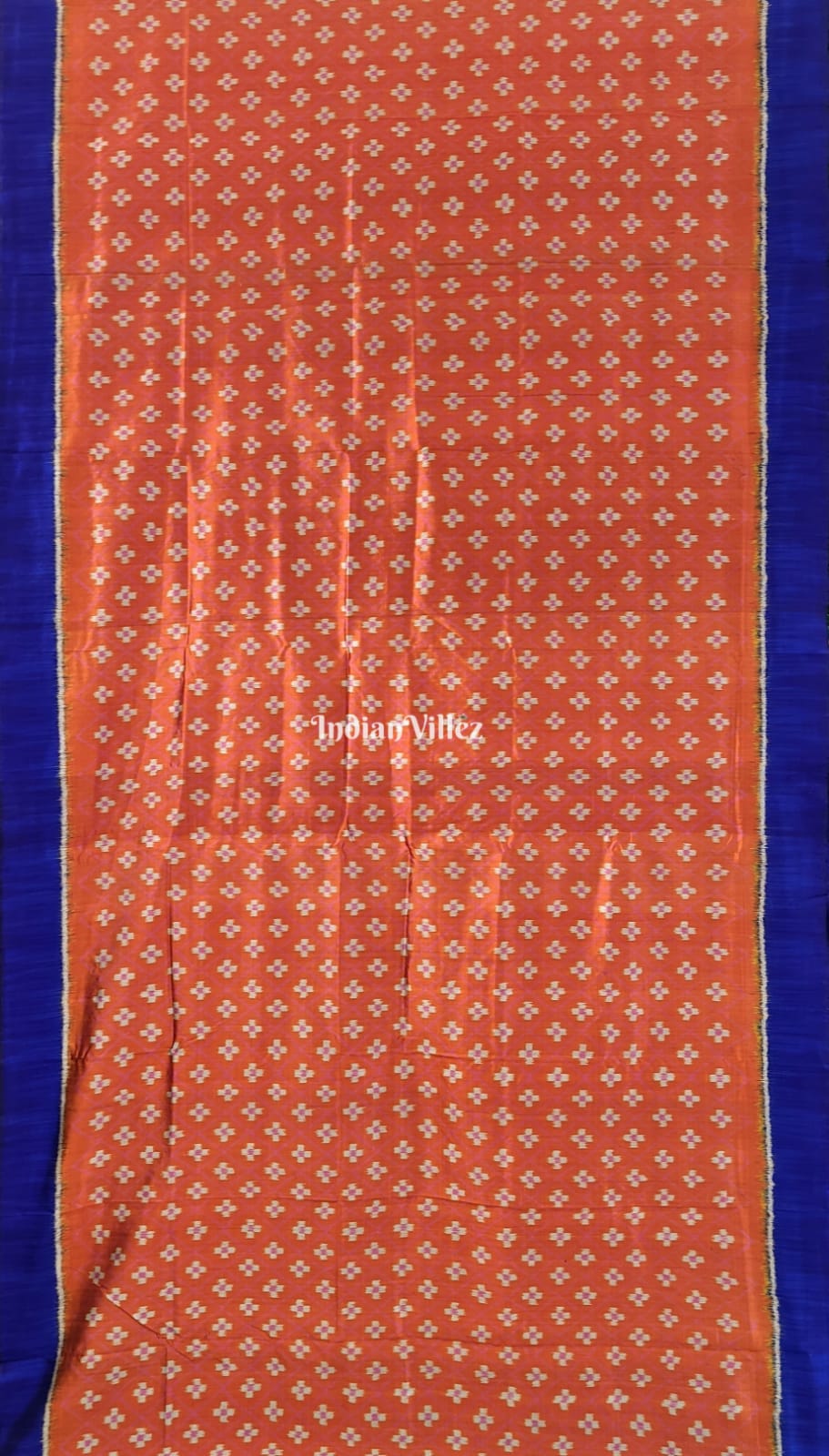 Orange Blue Odisha Ikat Designer Contemporary Silk Saree