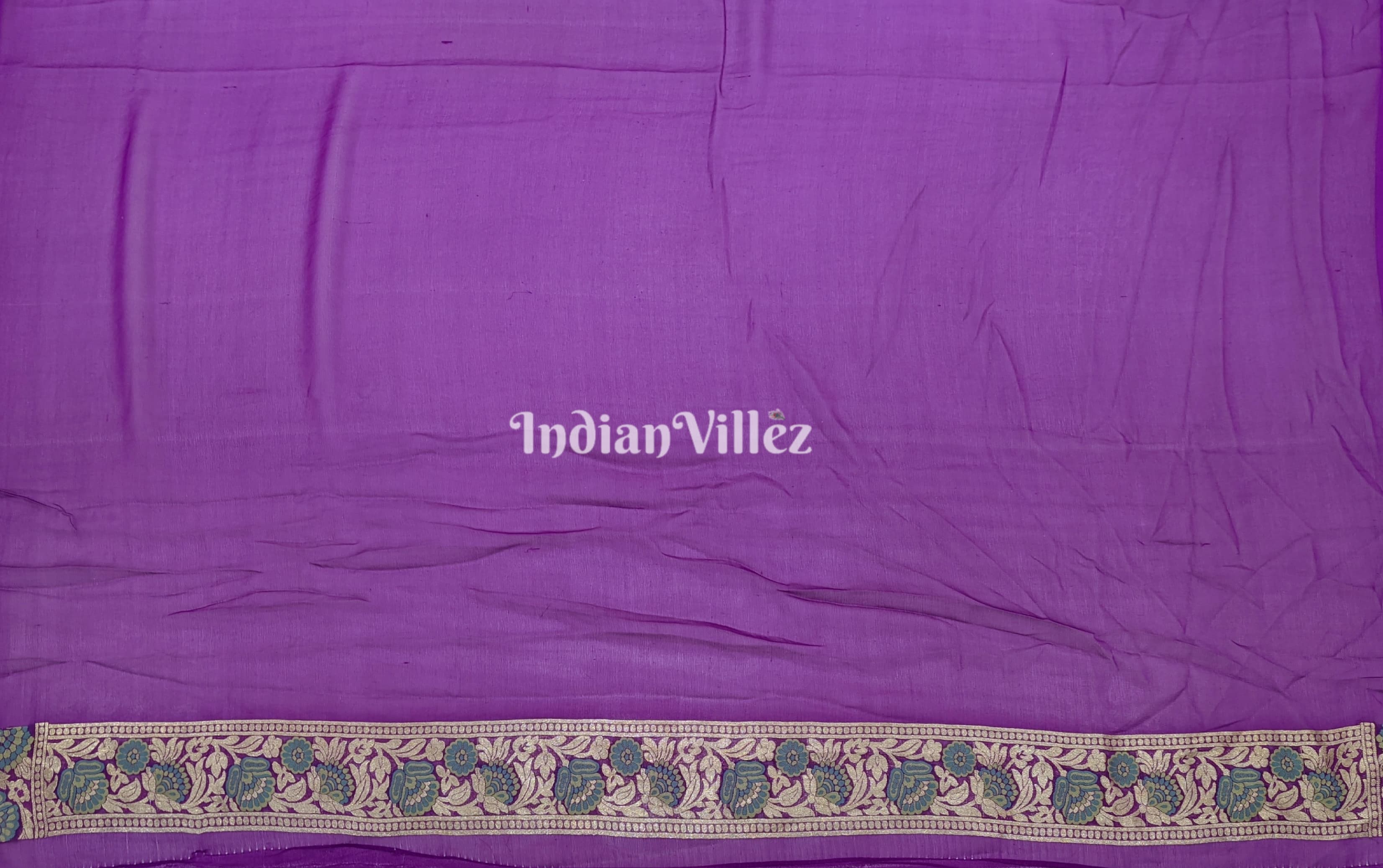 Purple Pure Banarasi Georgette Saree