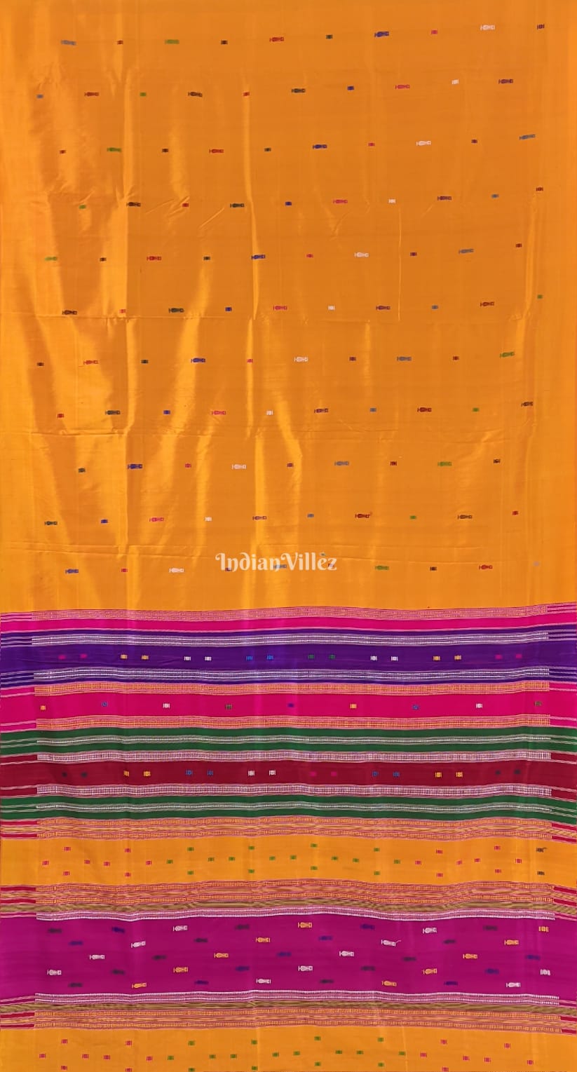 Orange Double Pallu Odisha Ikat Designer Contemporary Silk Saree
