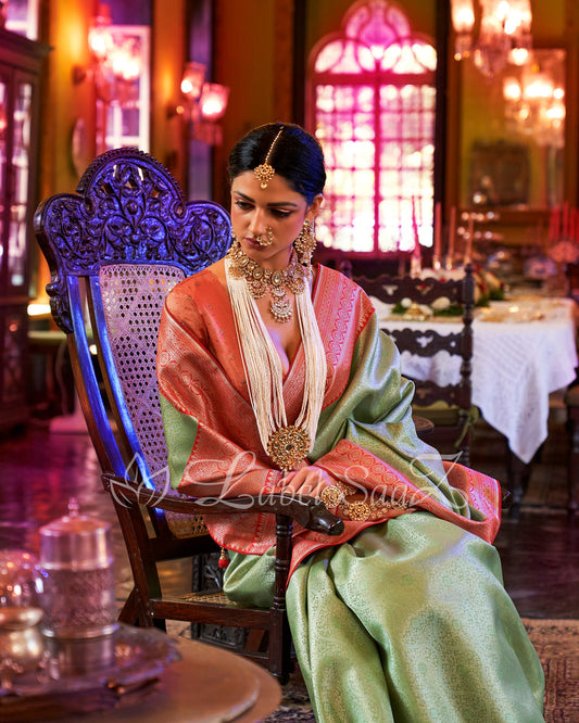 Red Green Kanjivaram Silk Saree