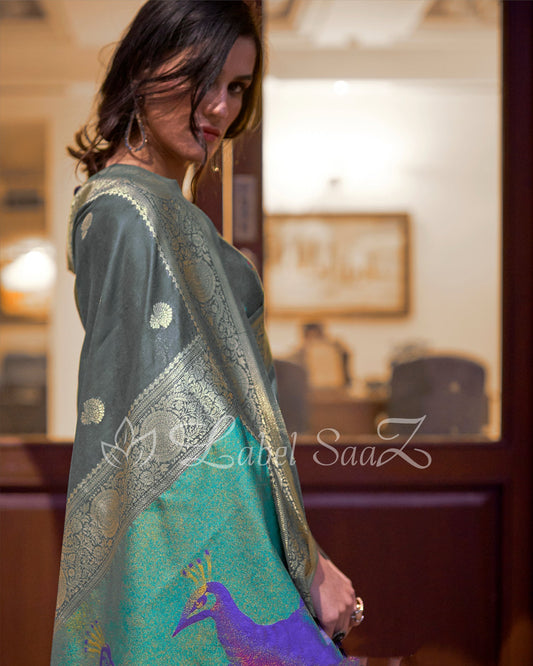 Grey Modal Silk Saree 