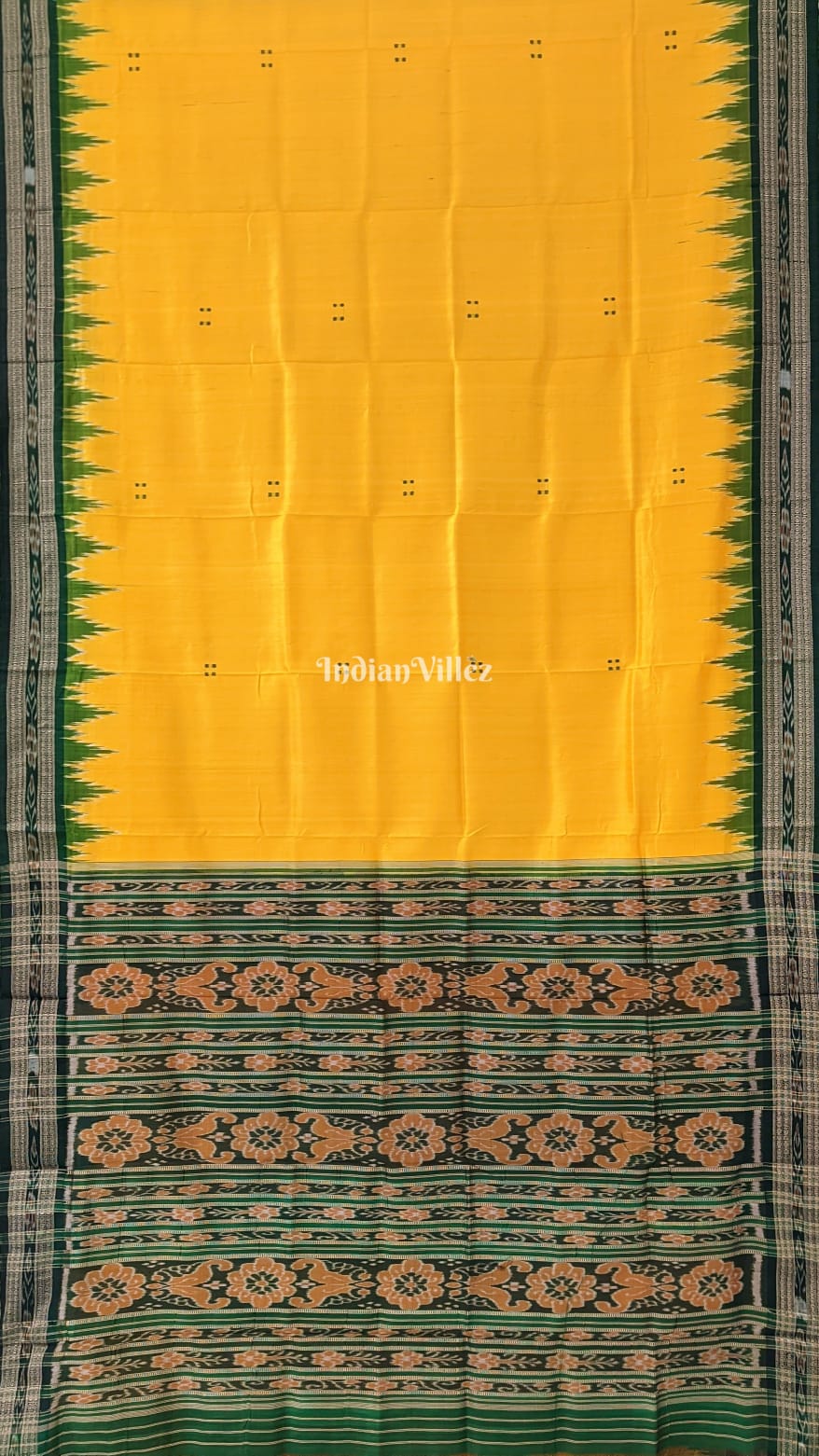 Yellow Butta Design Khandua Silk Saree