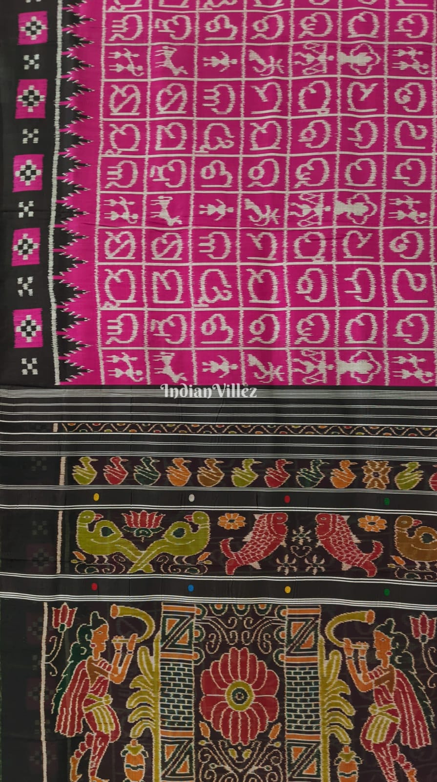Rani Pink Odia Barnamala Designer Contemporary Silk Saree